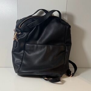 Universal Thread Black Faux Leather Backpack with Gold Hardware
